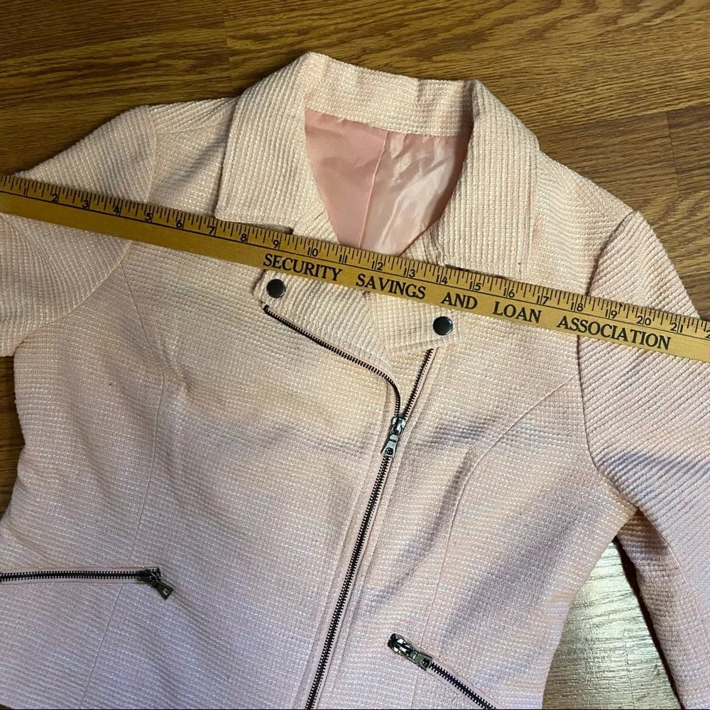Vintage Y2K Tweed Pink Moto Jacket Size Large